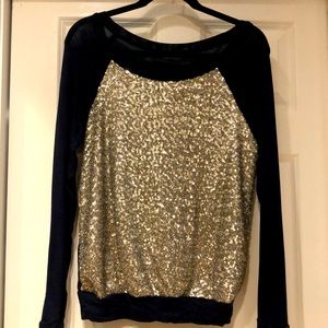 Three Dots sequined knit top